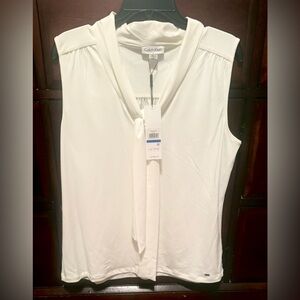 Calvin Klein Women's White Sleeveless Top